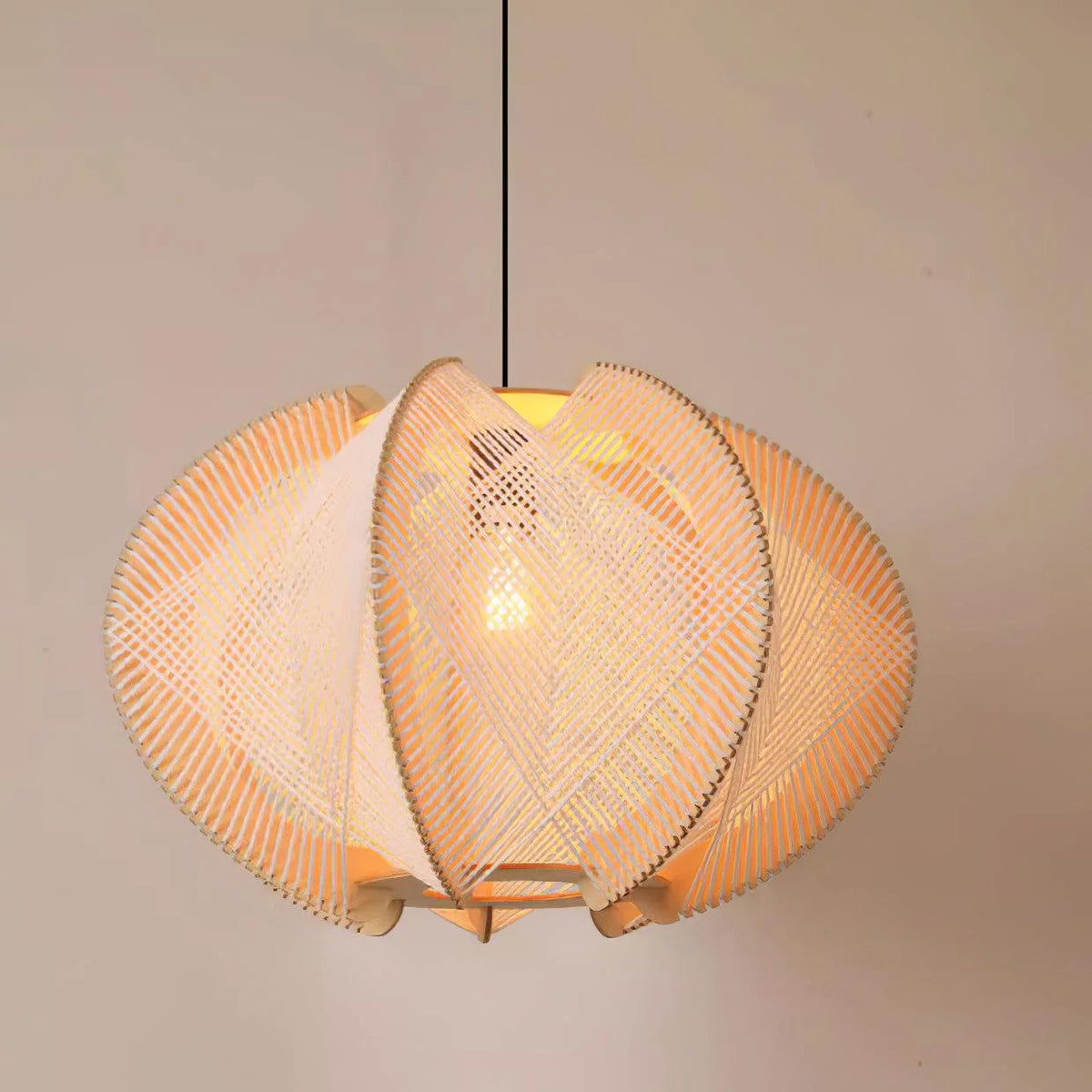 Pendant Light | Fabric Shade & Wood Frame | 30–60 cm