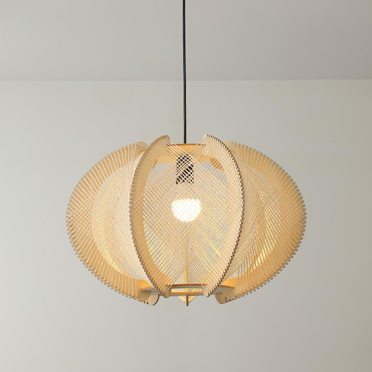 Pendant Light | Fabric Shade & Wood Frame | 30–60 cm