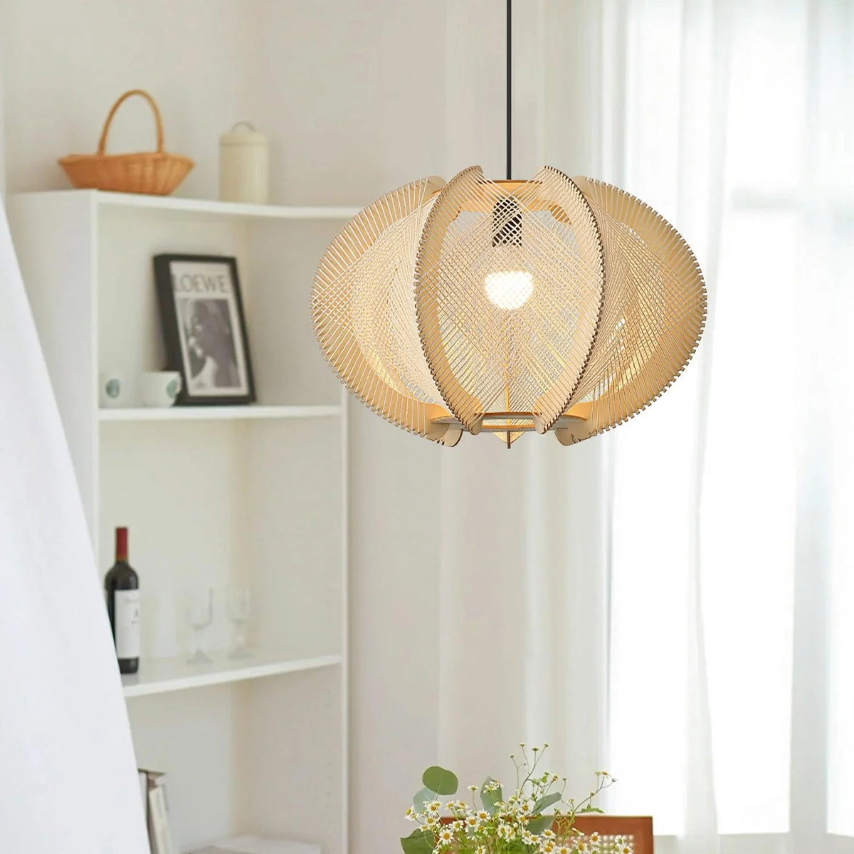 Pendant Light | Fabric Shade & Wood Frame | 30–60 cm