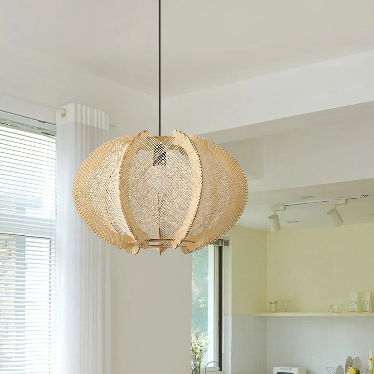 Pendant Light | Fabric Shade & Wood Frame | 30–60 cm