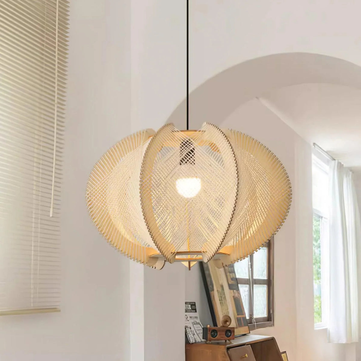 Pendant Light | Fabric Shade & Wood Frame | 30–60 cm