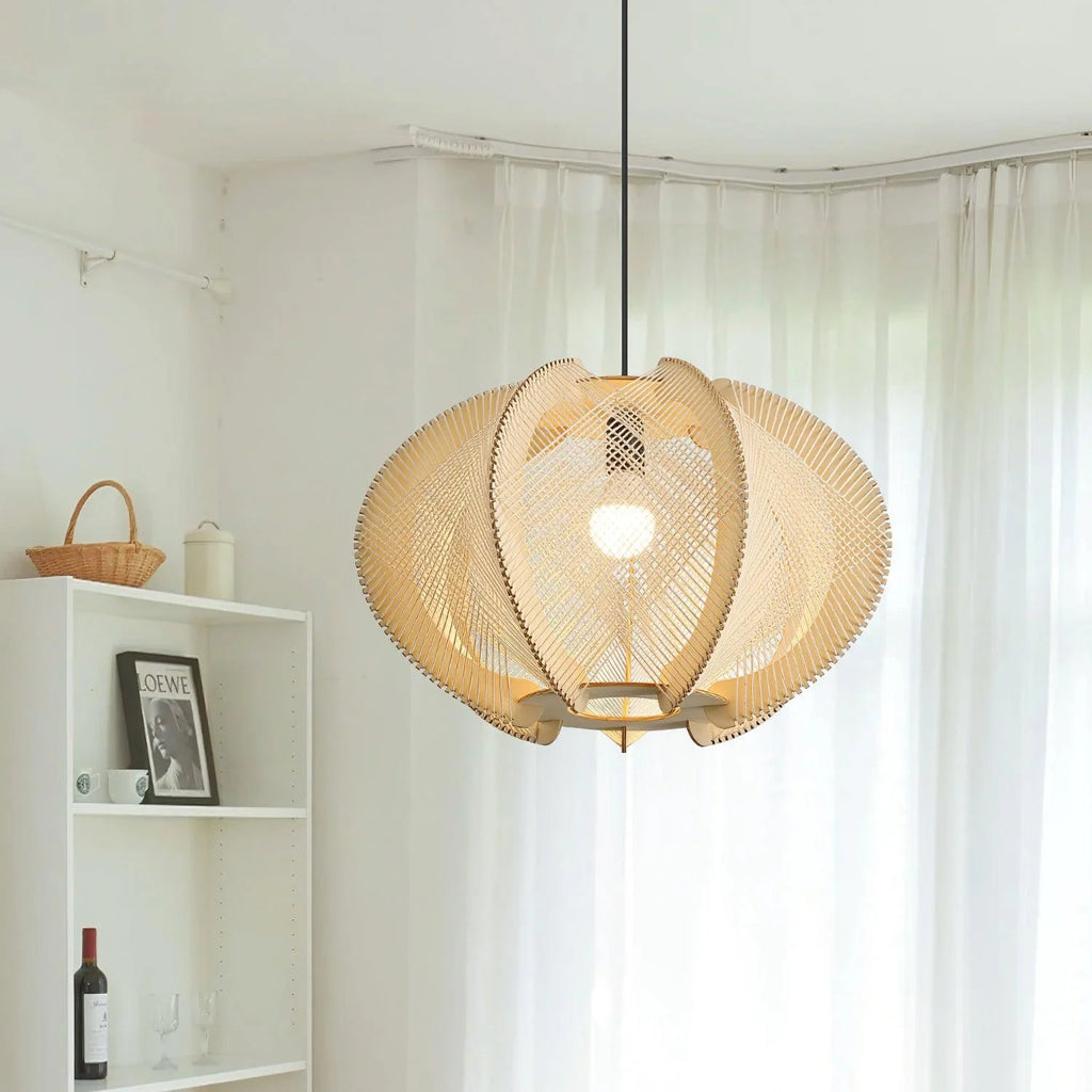 Pendant Light | Fabric Shade & Wood Frame | 30–60 cm