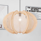 Pendant Light | Fabric Shade & Wood-Metal Frame | Multiple Sizes