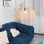 Pendant Light | Fabric Shade & Wood-Metal Frame | Multiple Sizes