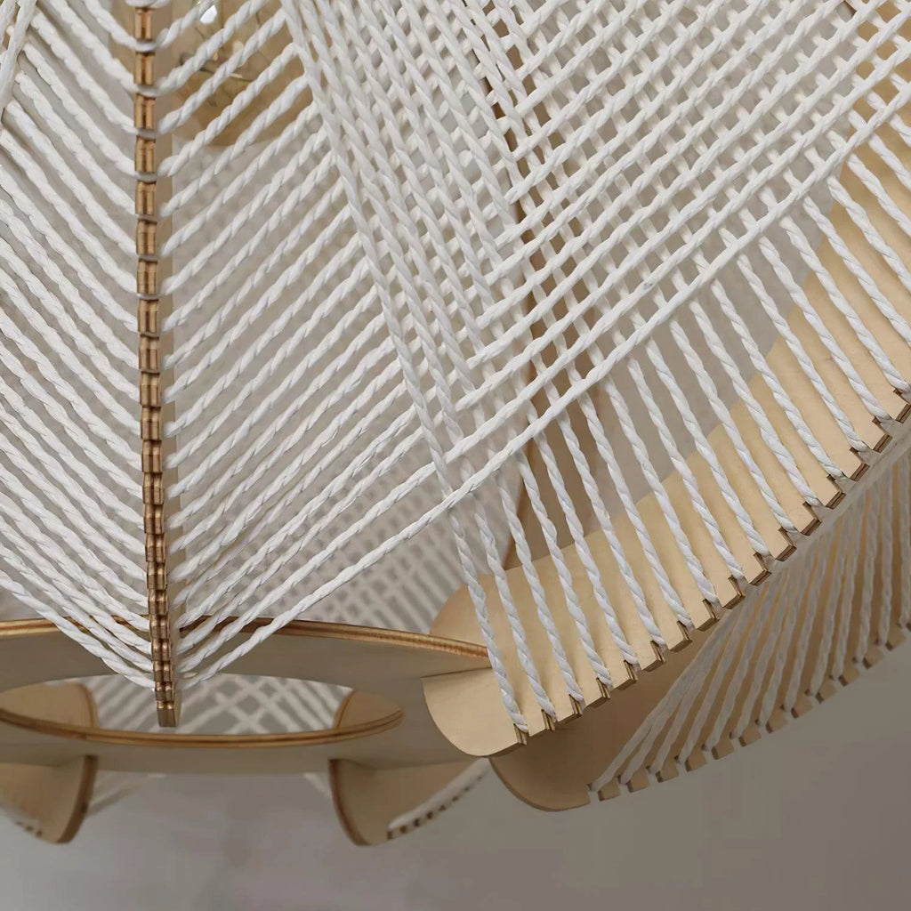 Pendant Light | Fabric Shade & Wood-Metal Frame | Multiple Sizes