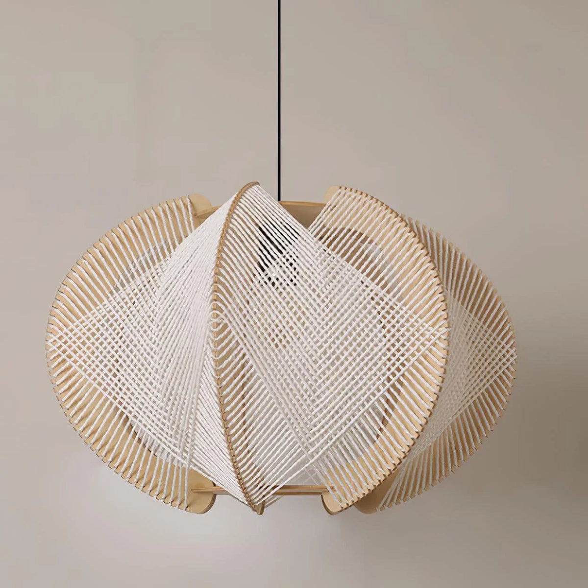 Pendant Light | Fabric Shade & Wood-Metal Frame | Multiple Sizes