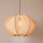 Pendant Light | Fabric Shade & Wood-Metal Frame | Multiple Sizes