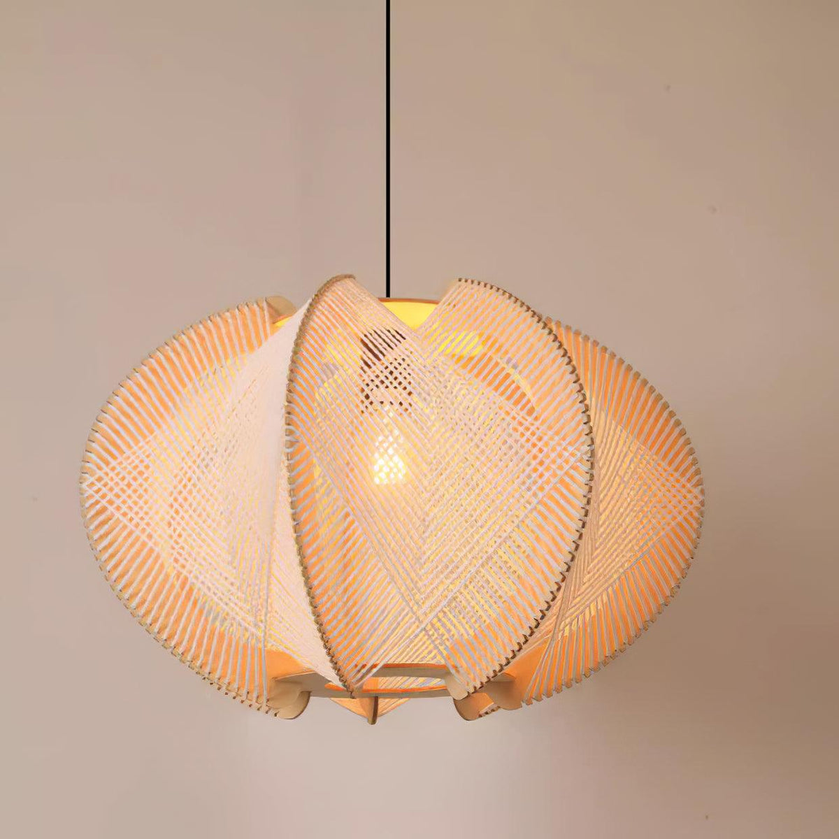 Pendant Light | Fabric Shade & Wood-Metal Frame | Multiple Sizes