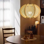 Pendant Light | Fabric Shade & Wood-Metal Frame | Multiple Sizes