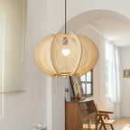 Pendant Light | Fabric Shade & Wood-Metal Frame | Multiple Sizes