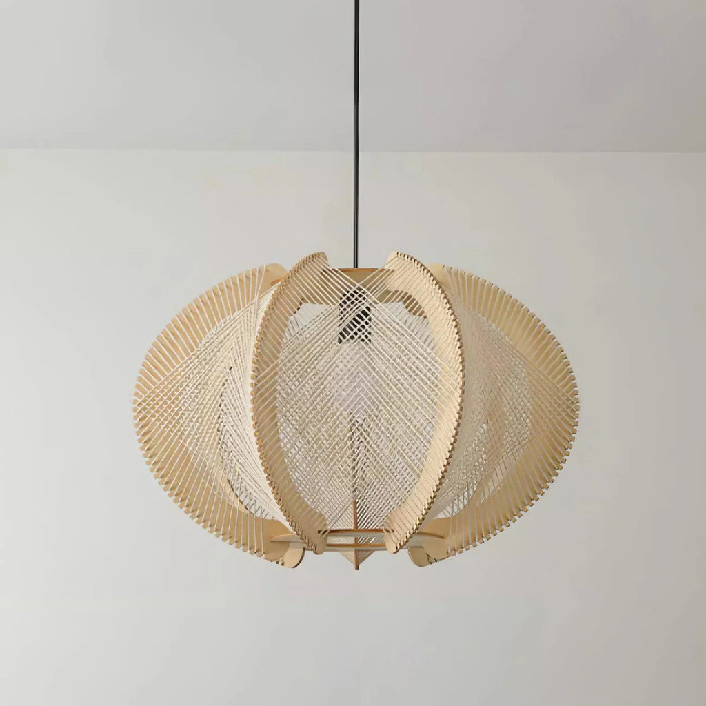 Pendant Light | Fabric Shade & Wood-Metal Frame | Multiple Sizes