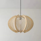 Pendant Light | Fabric Shade & Wood-Metal Frame | Multiple Sizes