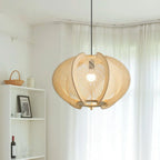 Pendant Light | Fabric Shade & Wood-Metal Frame | Multiple Sizes