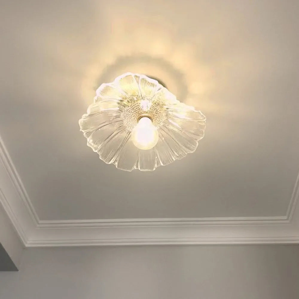 Pendant Light | Flower Glass Shade & Brass Details