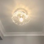 Pendant Light | Flower Glass Shade & Brass Details