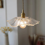 Pendant Light | Flower Glass Shade & Brass Details