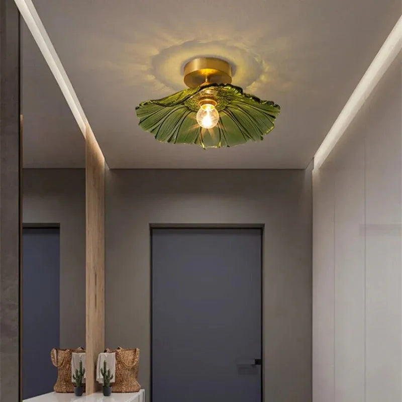 Pendant Light | Flower Glass Shade & Brass Details