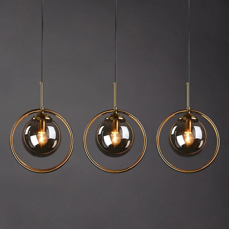 Pendant Light | Glass Shade & Metal Ring, Dimmable & 3-Colour Switch