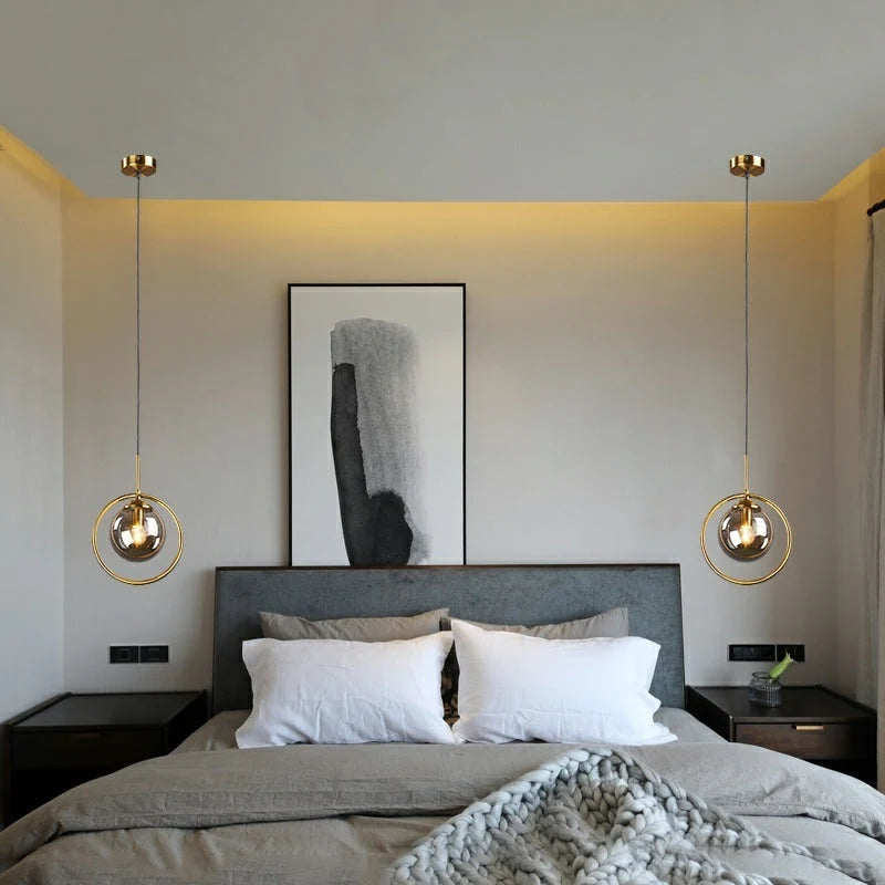 Pendant Light | Glass Shade & Metal Ring, Dimmable & 3-Colour Switch
