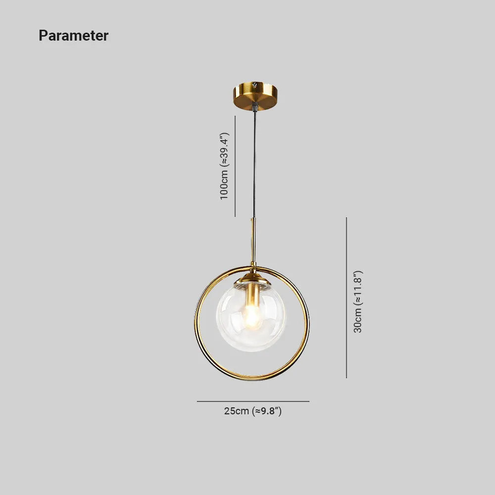 Pendant Light | Glass Shade & Metal Ring, Dimmable & 3-Colour Switch