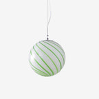 Pendant Light | Green Glass Swirl Globe & E26/E27 Socket | Hardwired