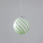 Pendant Light | Green Glass Swirl Globe & E26/E27 Socket | Hardwired