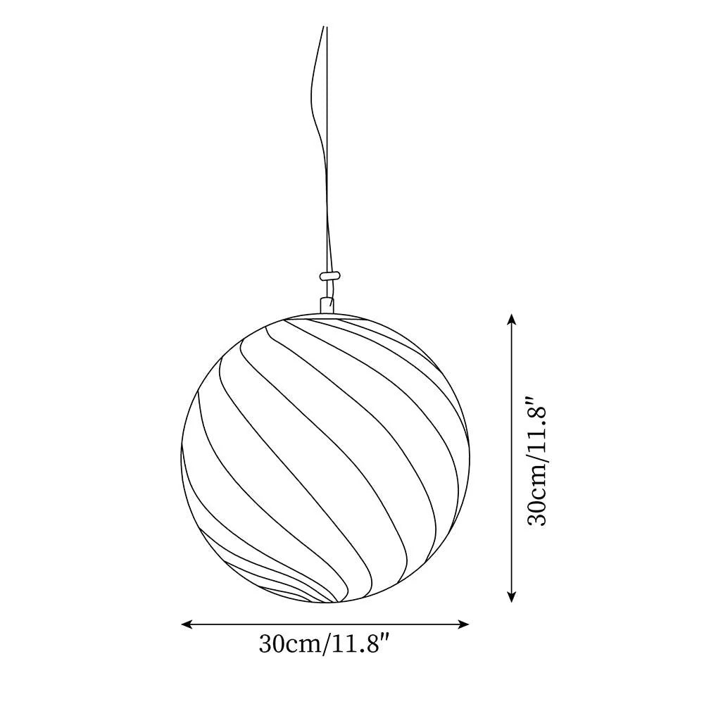 Pendant Light | Green Glass Swirl Globe & E26/E27 Socket | Hardwired