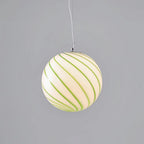 Pendant Light | Green Glass Swirl Globe & E26/E27 Socket | Hardwired