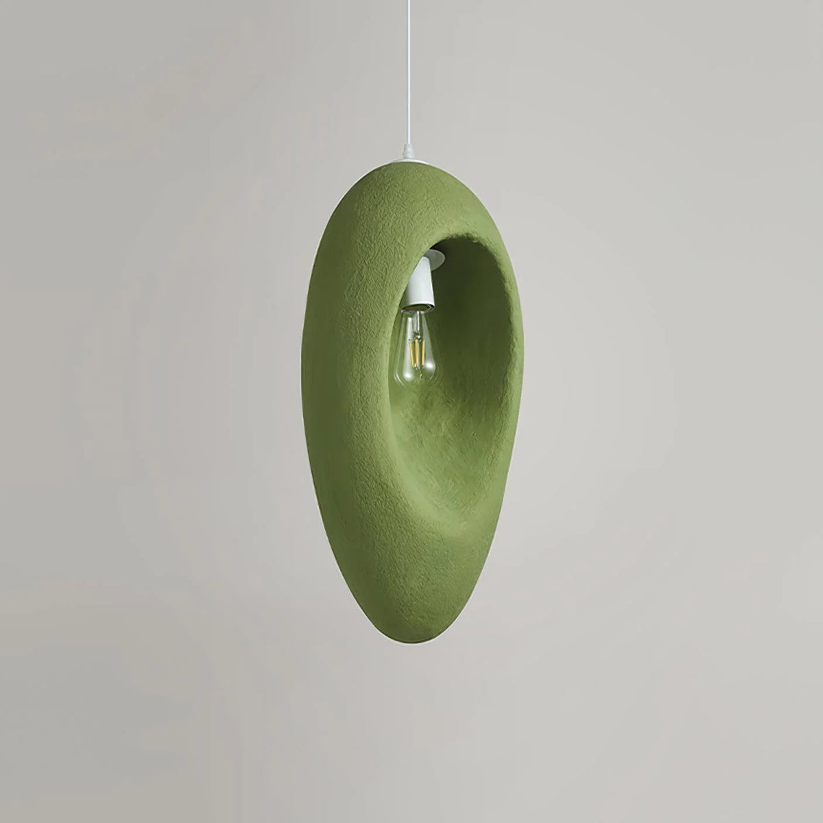 Pendant Light | Green Molded Polystyrene & LED-Compatible | 29 cm Diameter