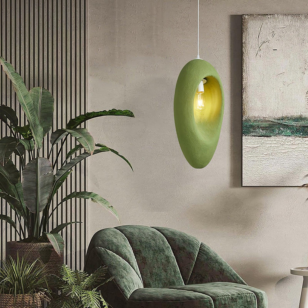 Pendant Light | Green Molded Polystyrene & LED-Compatible | 29 cm Diameter