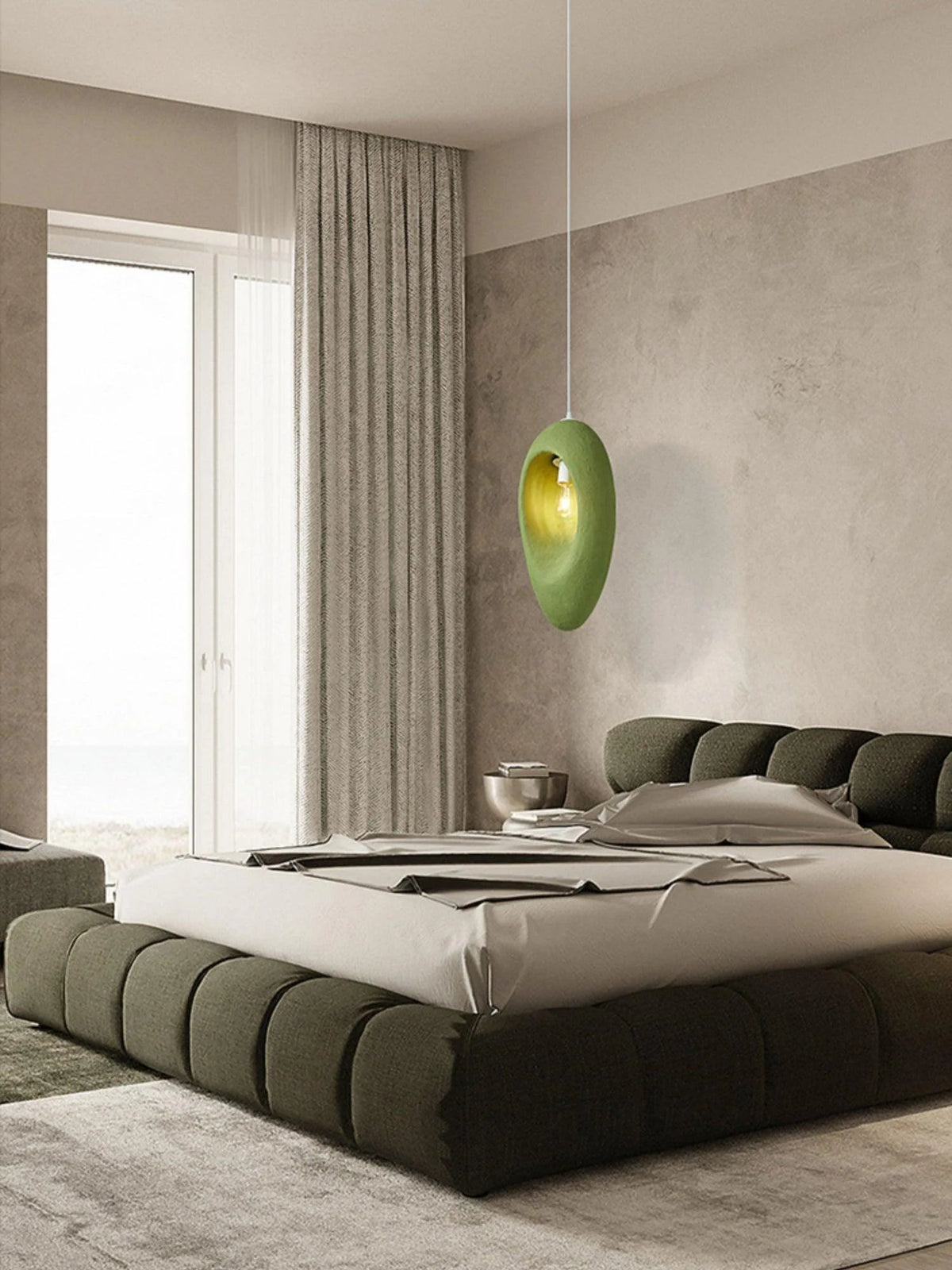 Pendant Light | Green Molded Polystyrene & LED-Compatible | 29 cm Diameter