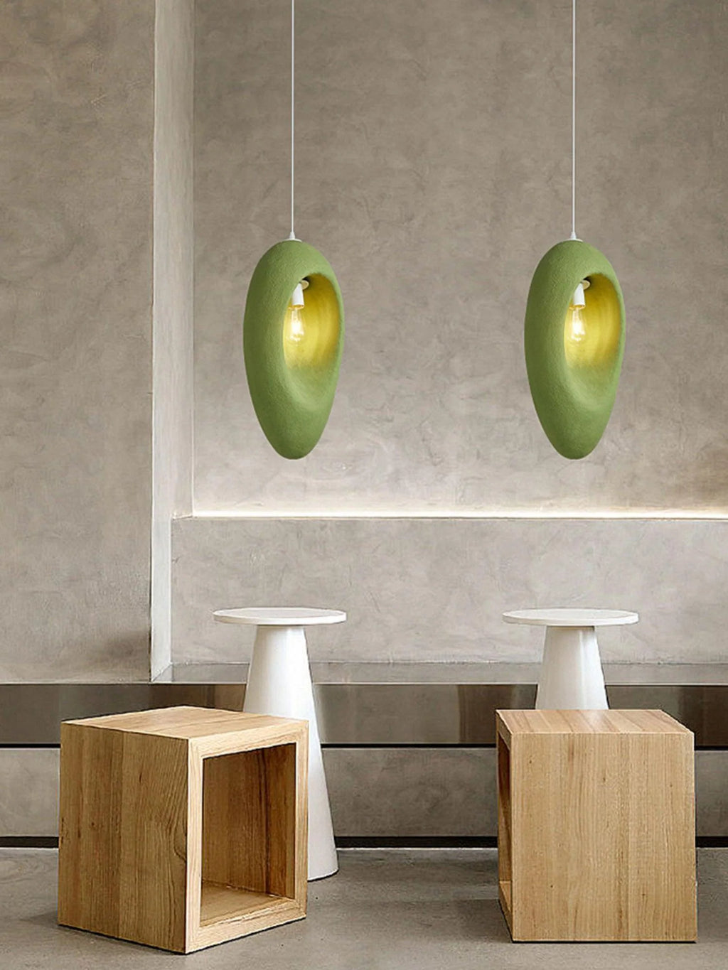 Pendant Light | Green Molded Polystyrene & LED-Compatible | 29 cm Diameter