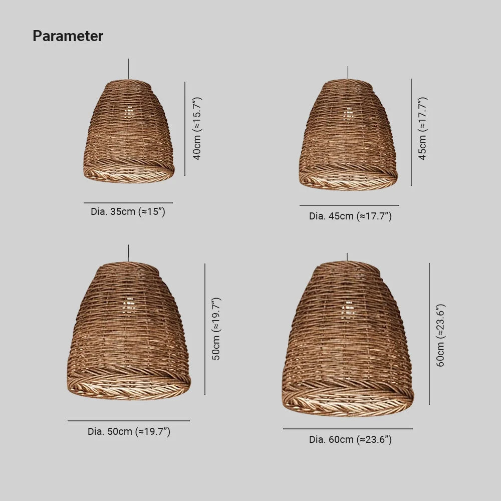 Pendant Light | Hand-Woven Rattan Shade, Metal Fixture & Adjustable Cord