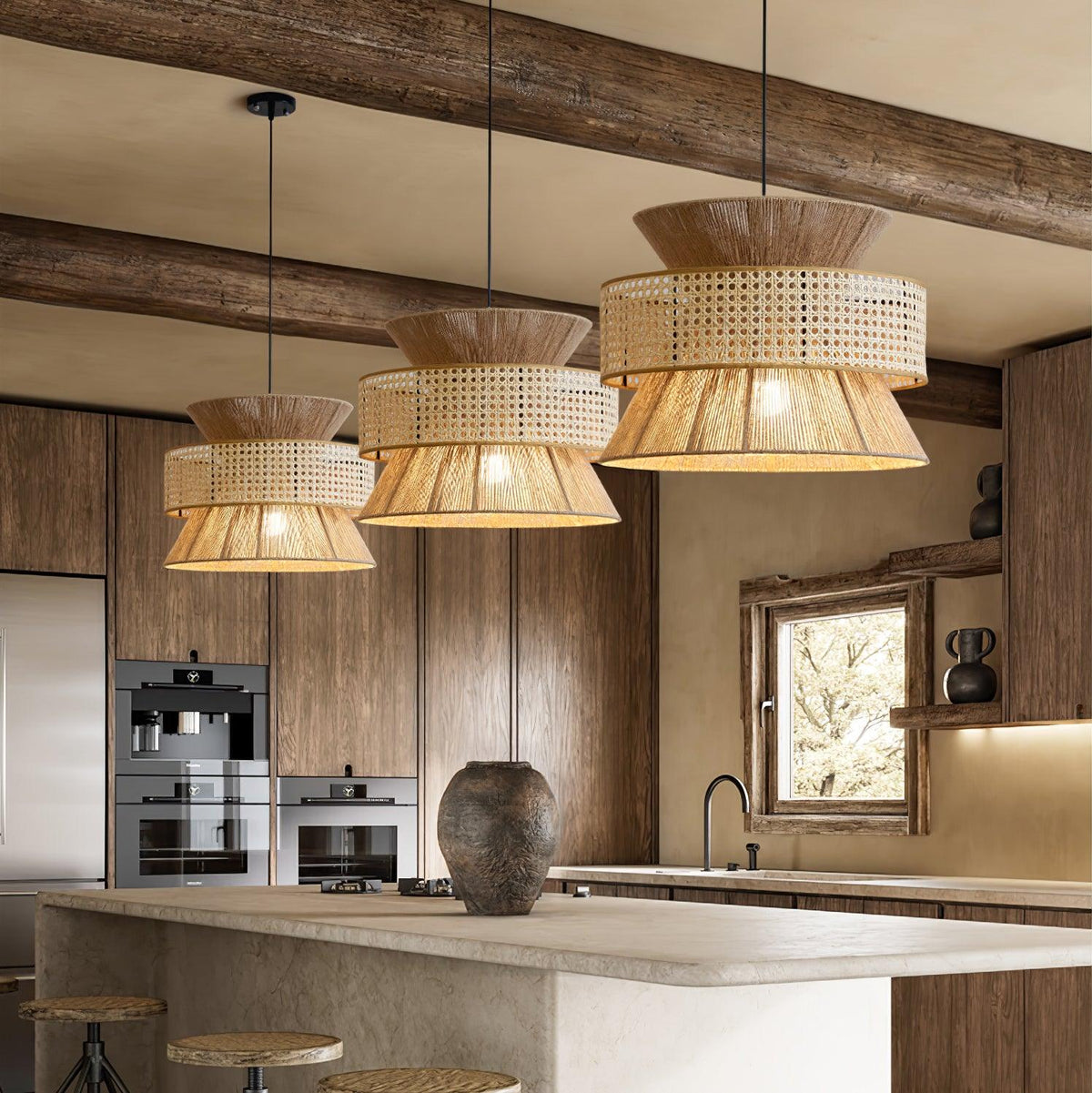 Pendant Light | Handwoven Rattan & Bamboo | Multiple Sizes