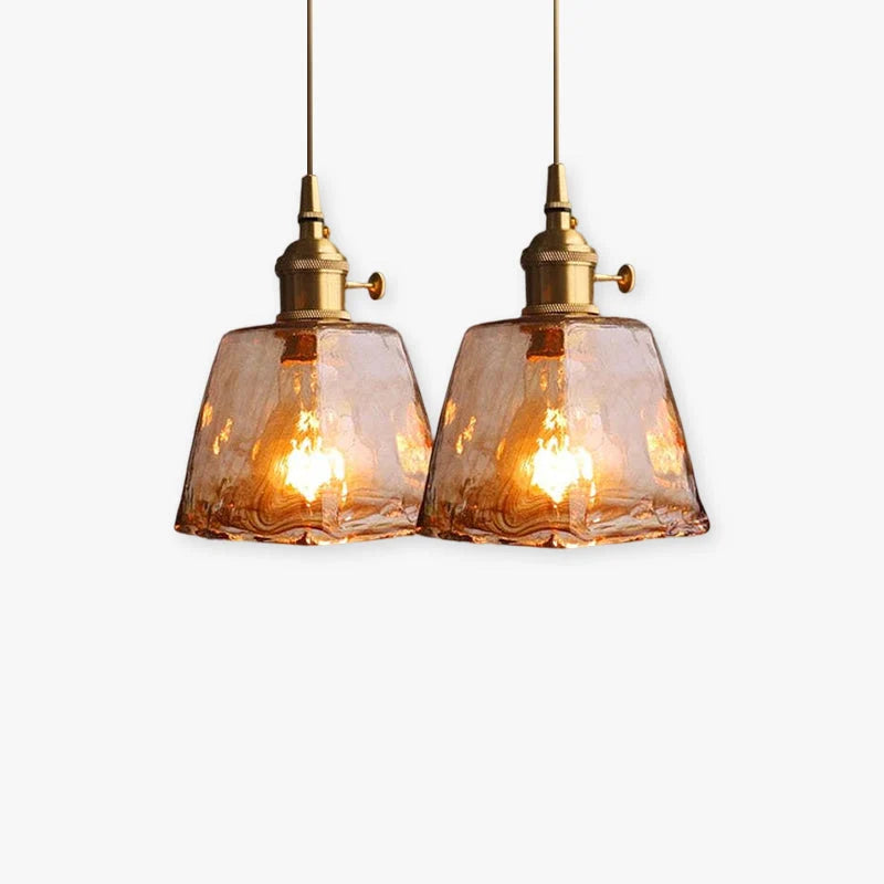 Pendant Light | Industrial Brass & Glass | LED Bulb Included