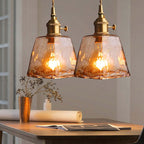 Pendant Light | Industrial Brass & Glass | LED Bulb Included