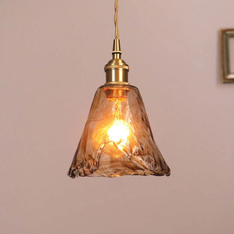 Pendant Light | Industrial Brass & Glass | LED Bulb Included