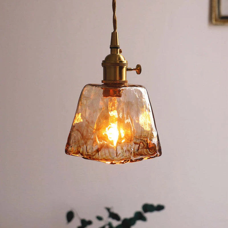 Pendant Light | Industrial Brass & Glass | LED Bulb Included
