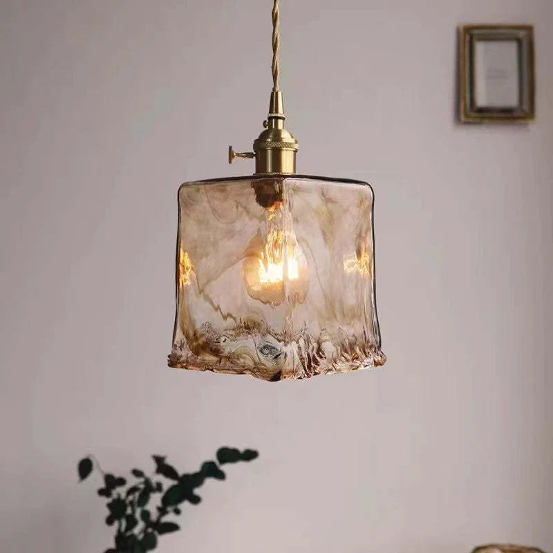 Pendant Light | Industrial Brass & Glass | LED Bulb Included