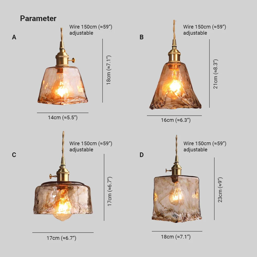 Pendant Light | Industrial Brass Metal & Glass LED Bulb Included