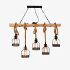 Pendant Light | Industrial Grenade Design Hemp Rope & Metal | Adjustable Height