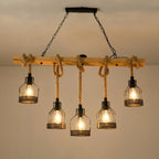 Pendant Light | Industrial Grenade Design Hemp Rope & Metal | Adjustable Height