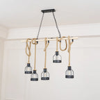 Pendant Light | Industrial Grenade Design Hemp Rope & Metal | Adjustable Height