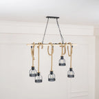 Pendant Light | Industrial Grenade Design Hemp Rope & Metal | Adjustable Height