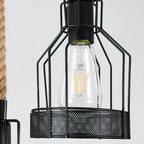 Pendant Light | Industrial Grenade Design Hemp Rope & Metal | Adjustable Height
