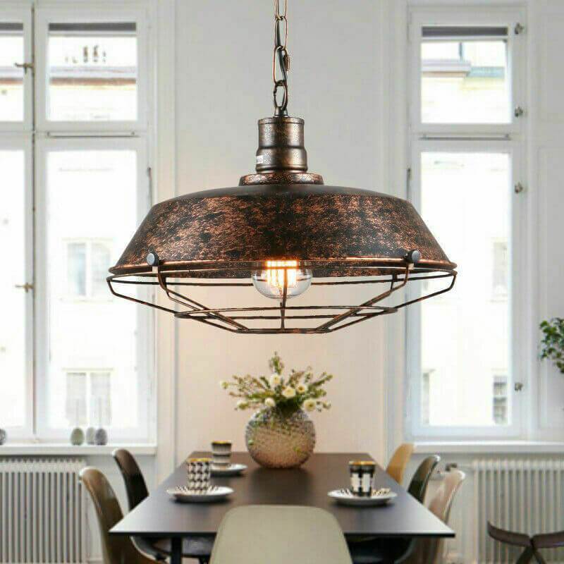 Pendant Light | Industrial Metal & Warm LED Bulb Included