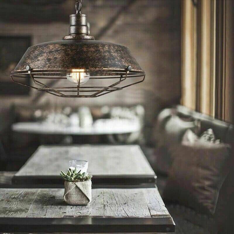 Pendant Light | Industrial Metal & Warm LED Bulb Included