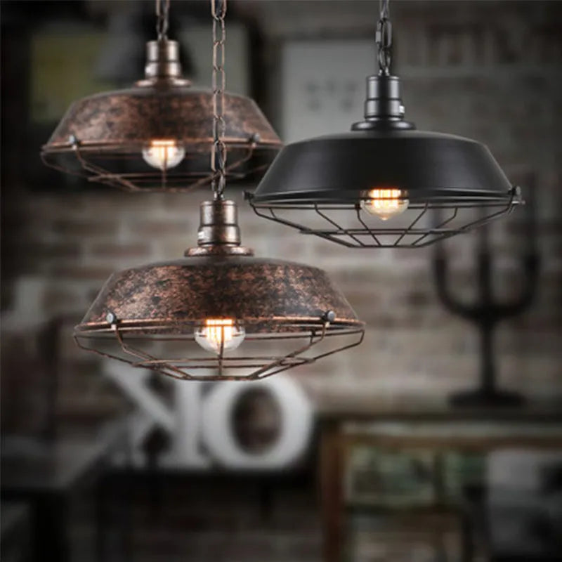 Pendant Light | Industrial Metal & Warm LED Bulb Included