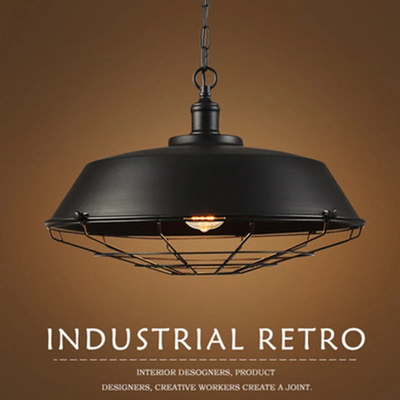 Pendant Light | Industrial Metal & Warm LED Bulb Included
