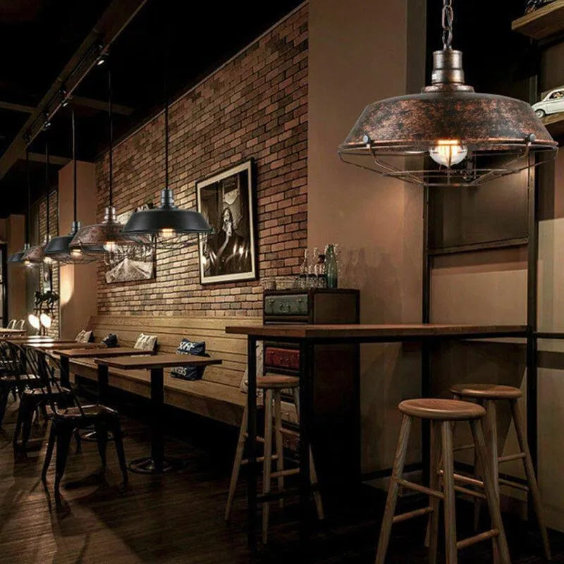 Pendant Light | Industrial Metal & Warm LED Bulb Included